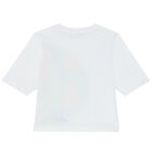 Girls White Logo Long Sleeve Top, 1, hi-res