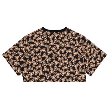 Girls Black Teddy Bear Logo T-Shirt
