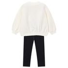 Girls Ivory & Black Bow Leggings Set, 1, hi-res