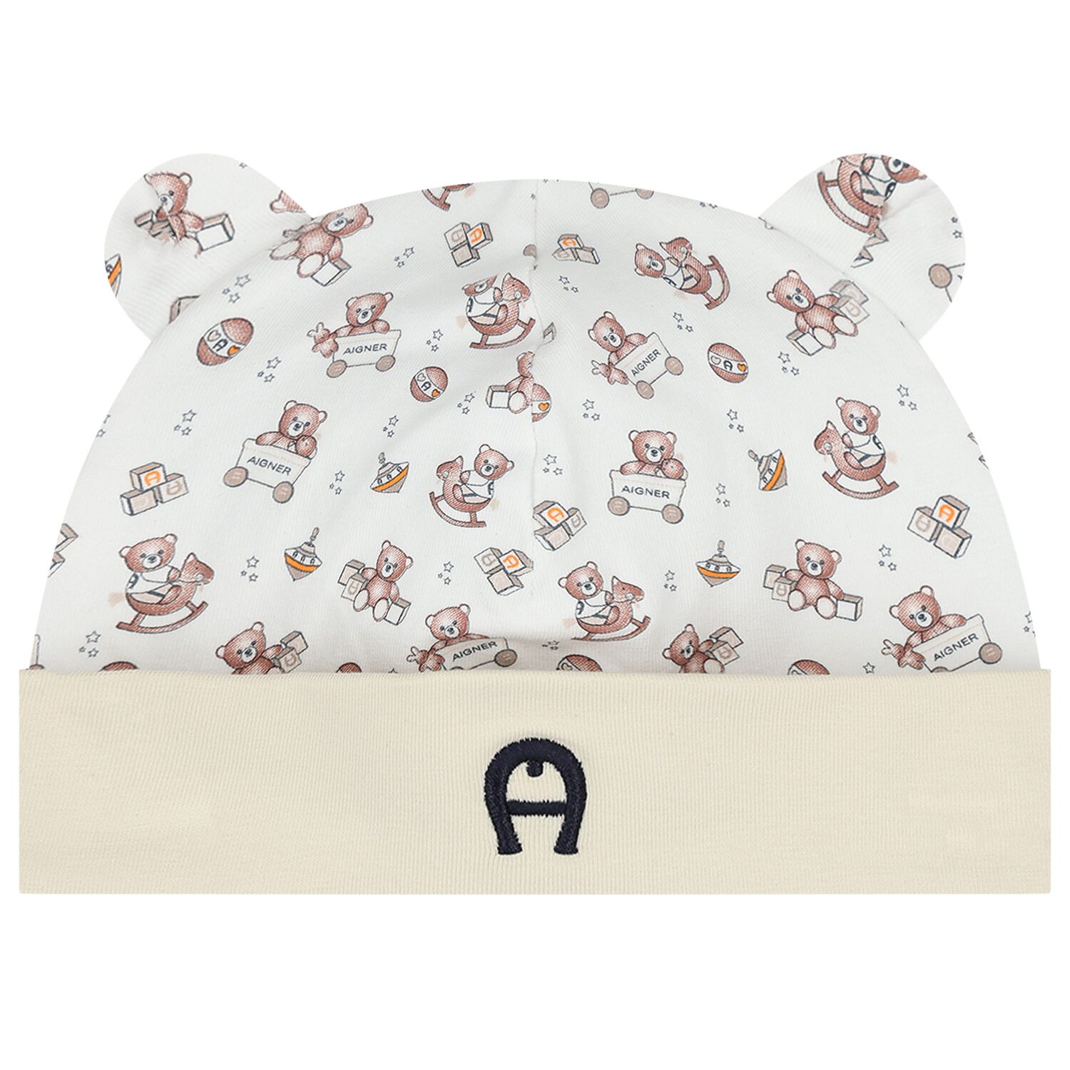 Beige and White Teddy Bear Logo Hat, 1, hi-res