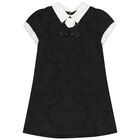 Girls Black Jacquard Dress, 1, hi-res