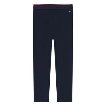 Younger Girls Navy Blue Logo Leggings