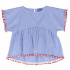 Girls Blue & White Stripe Top, 1, hi-res