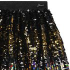 Girls Black & Gold Sequin Skirt, 1, hi-res