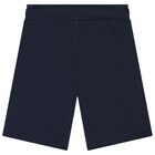 Boys Navy Blue Logo Shorts, 3, hi-res