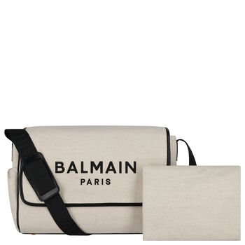 حقيبة تغيير حفاضات الأطفال بشعار باللون  بيج