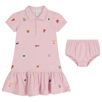 Baby Girls Pink Polo Dress Set