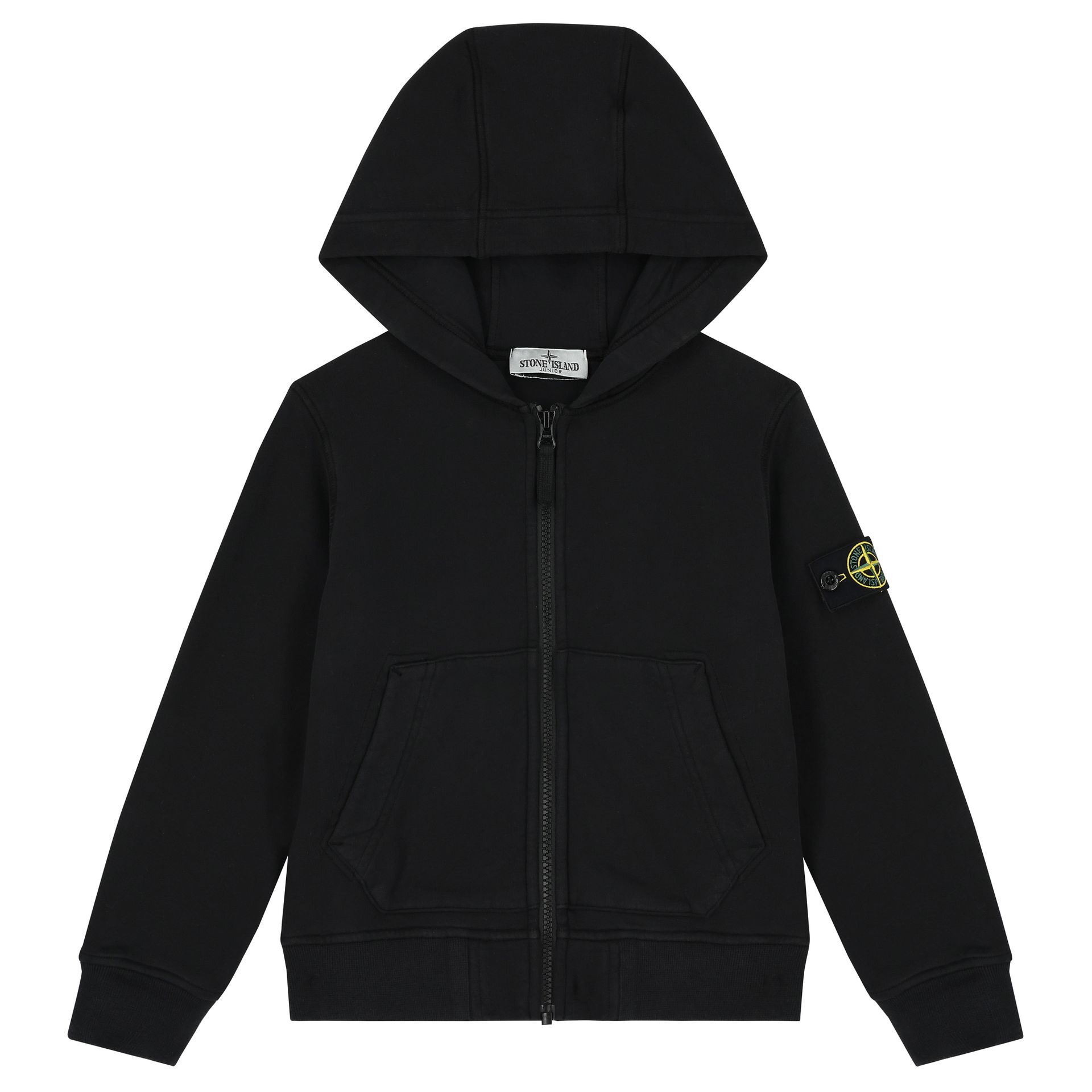 Stone island black zip up hoodie on sale