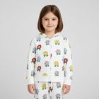 سويت شيرت بغطاء للراس وسحاب للبنات مزين بالزهور باللون العاجى , 1, hi-res