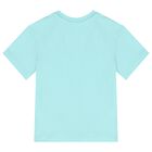 طقم شورت أولاد بالشعار باللون الأزرق أكوا, 1, hi-res