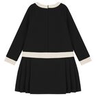 Girls Black & Ivory Pleated Dress, 2, hi-res