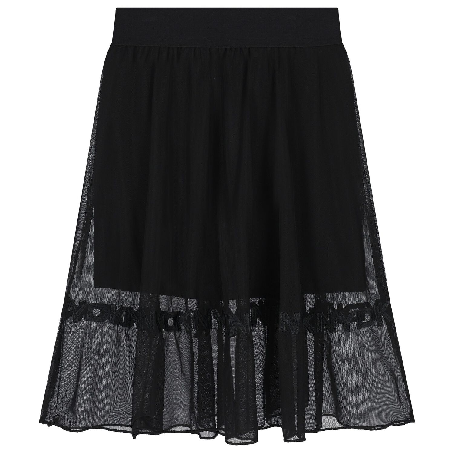 Girls Black Logo Mesh Skirt, 1, hi-res