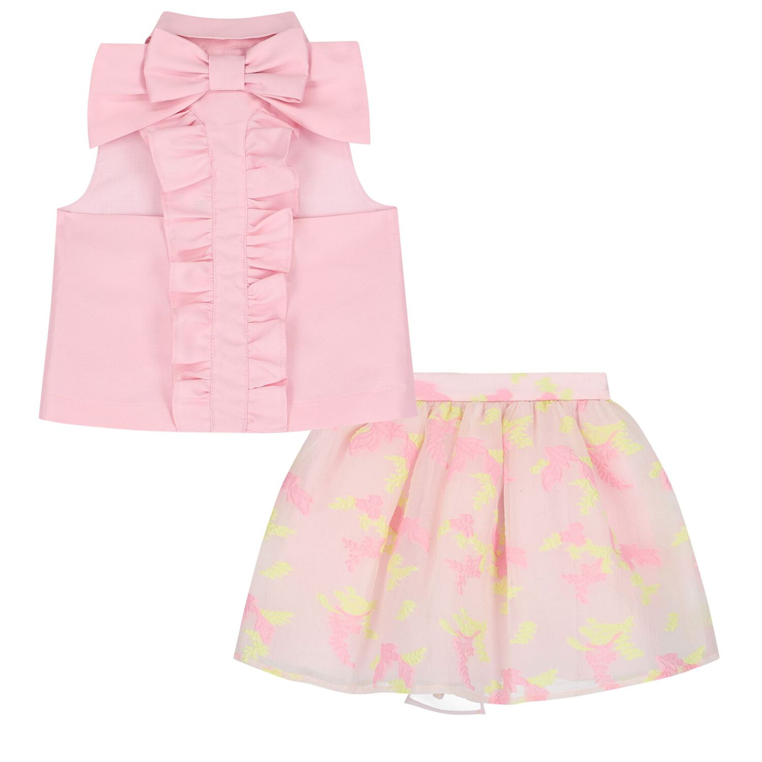 Girls Pink Ruffled Skirt Set, 2, hi-res image number null