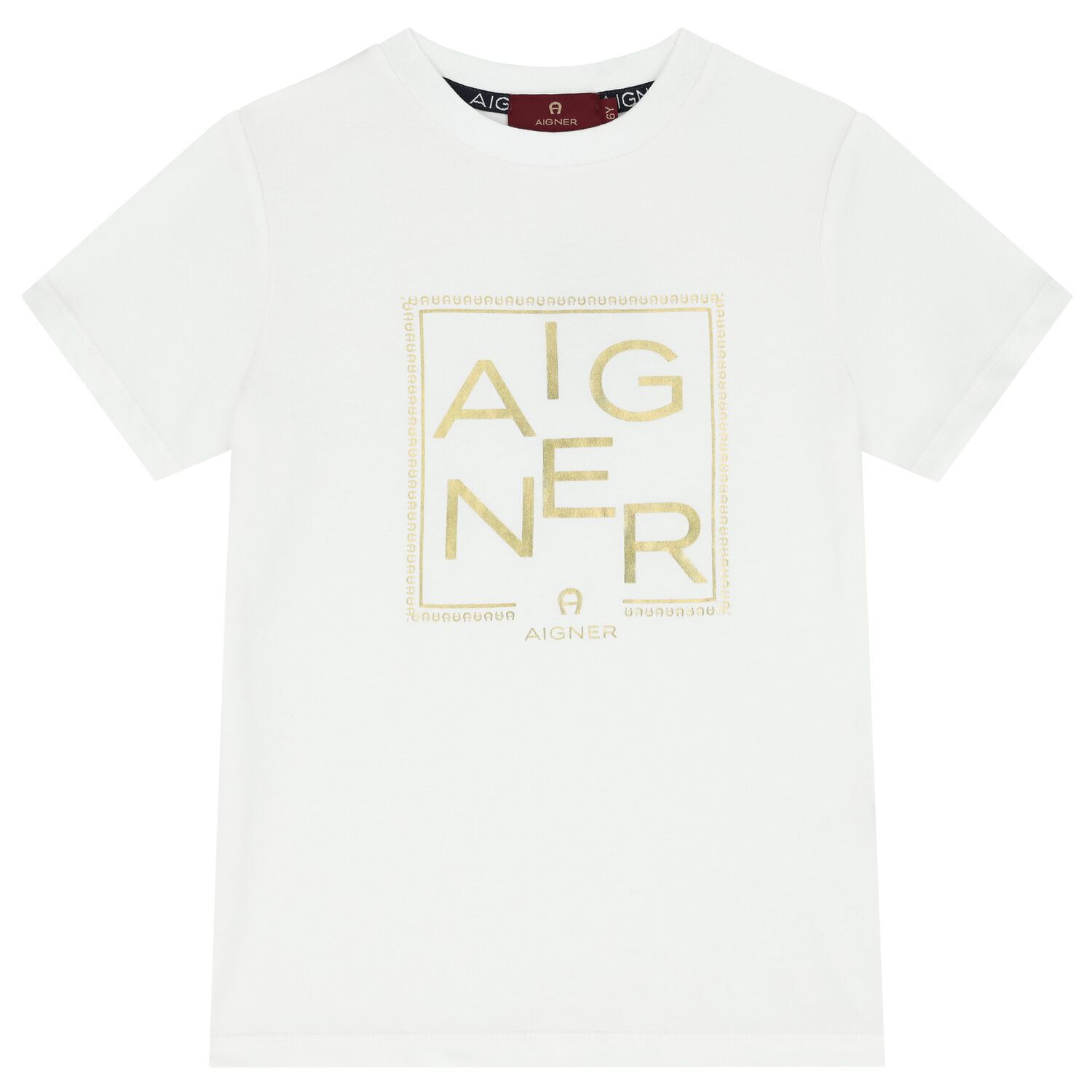 تيشيرت أولاد بالشعار باللون الأبيض والذهبي, 1, hi-res image number null