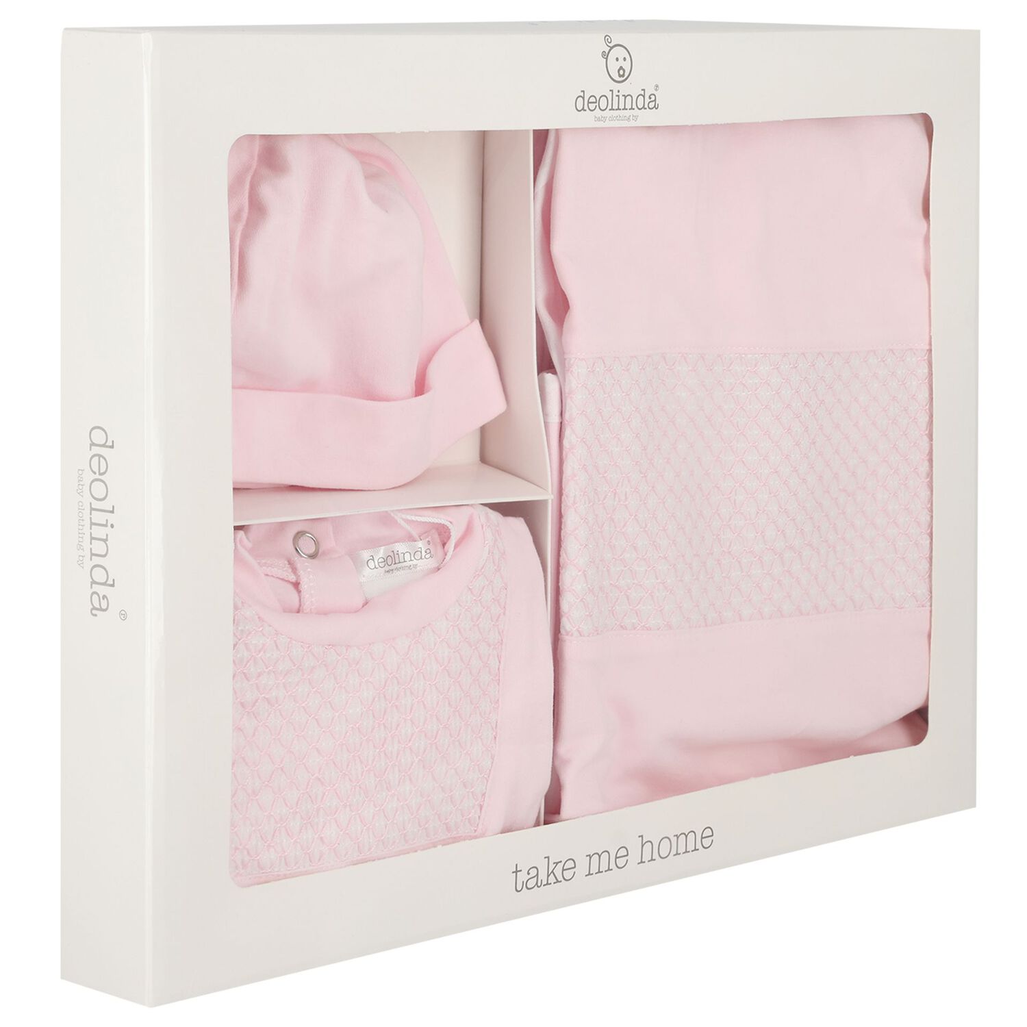 Baby Girls Pink Smocked Babygrow Gift Set, 3, hi-res