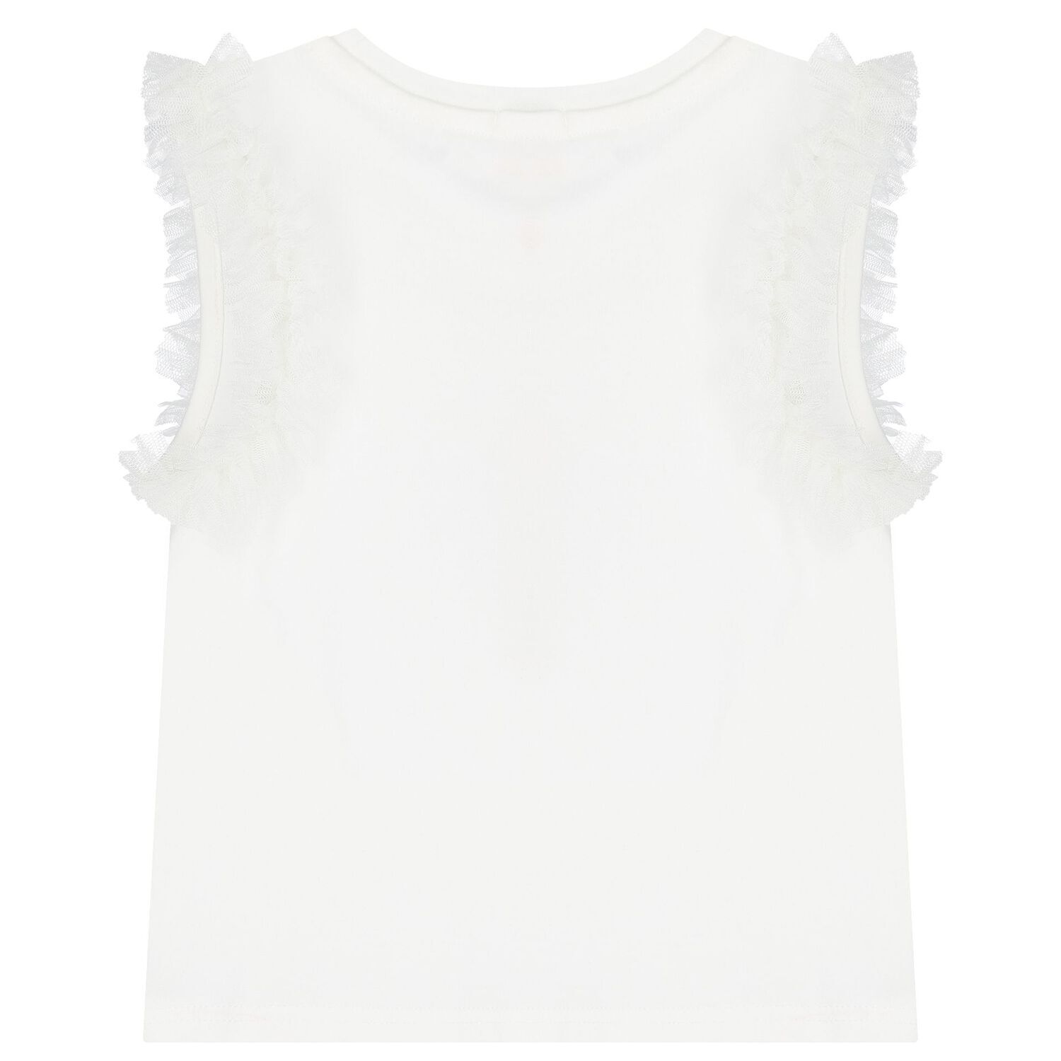 Girls White Diamante Bow Top, 2, hi-res