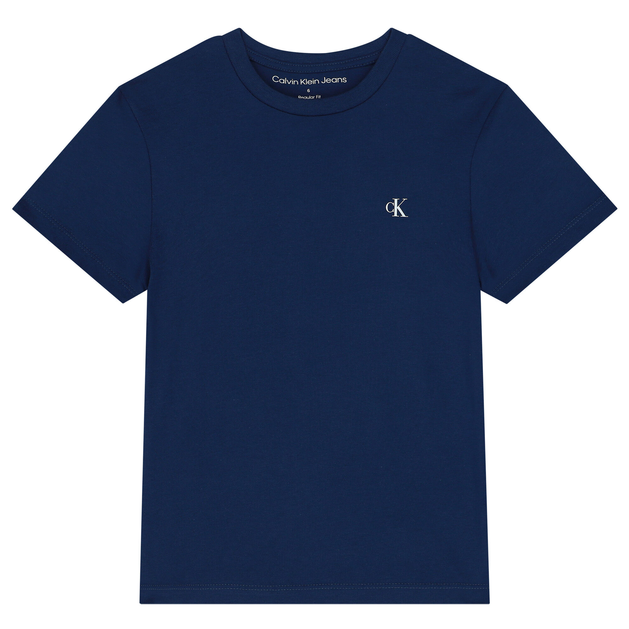 Calvin Klein Boys Navy Blue Beige Logo T Shirts 2 Pack