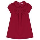 Girls Burgundy Bow Dress, 2, hi-res