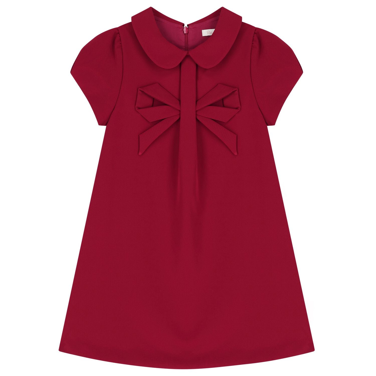 Girls Burgundy Bow Dress, 2, hi-res