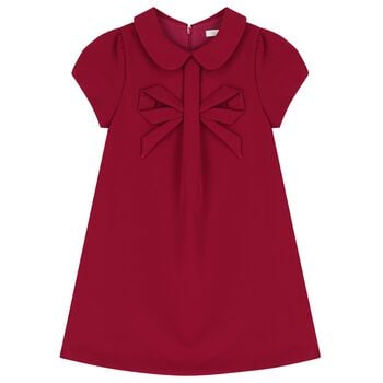 Girls Burgundy Bow Dress