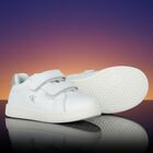 Girls White & Silver Logo Trainers, 1, hi-res