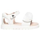 Younger Girls White Logo Sandals, 2, hi-res