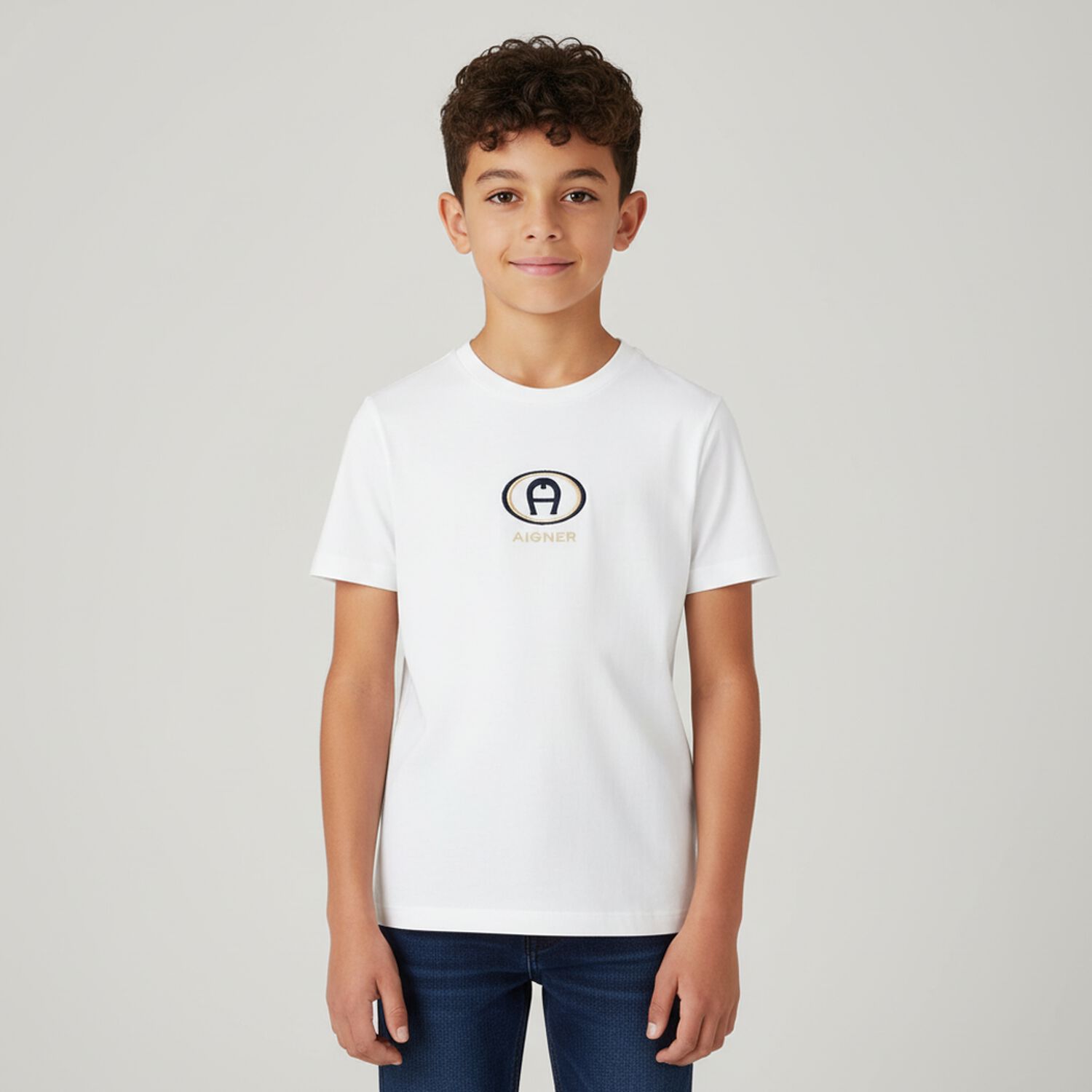 Boys White Logo T-Shirt, 1, hi-res