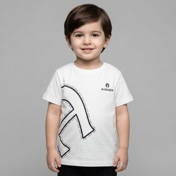 Younger Boys White Logo T-Shirt 