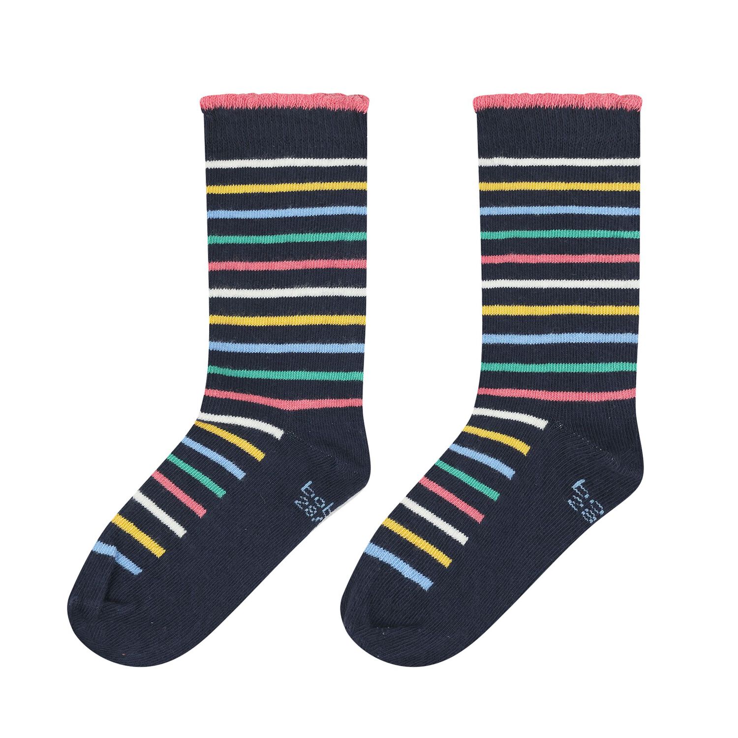 Girls Navy Blue & Pink Socks ( 3-Pack ), 1, hi-res
