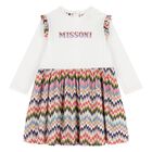 Younger Girls Multi-Coloured Zigzag Dress, 1, hi-res