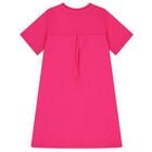 Girls Pink Flower Appliques T-Shirt Dress, 1, hi-res