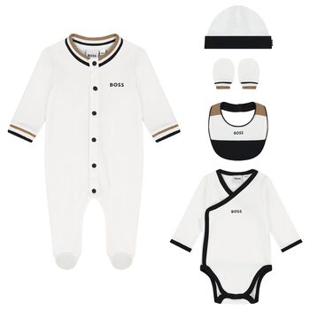 Baby Boys White Logo 5 Piece Gift Set