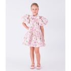 Girls Pink Rose Satin Dress, 1, hi-res