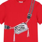 فستان بناتي أحمر بشعار حقيبة, 1, hi-res