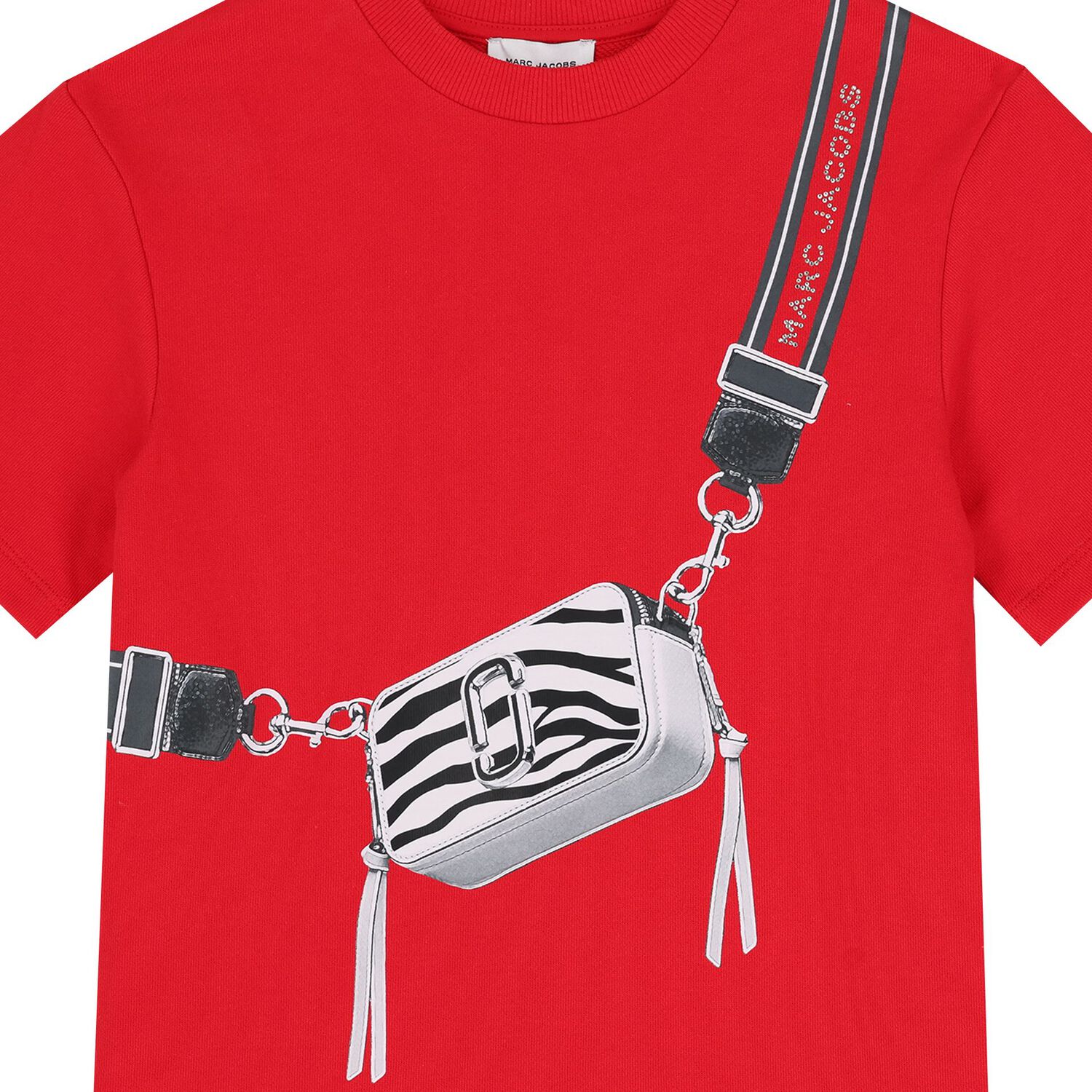 فستان بناتي أحمر بشعار حقيبة, 1, hi-res