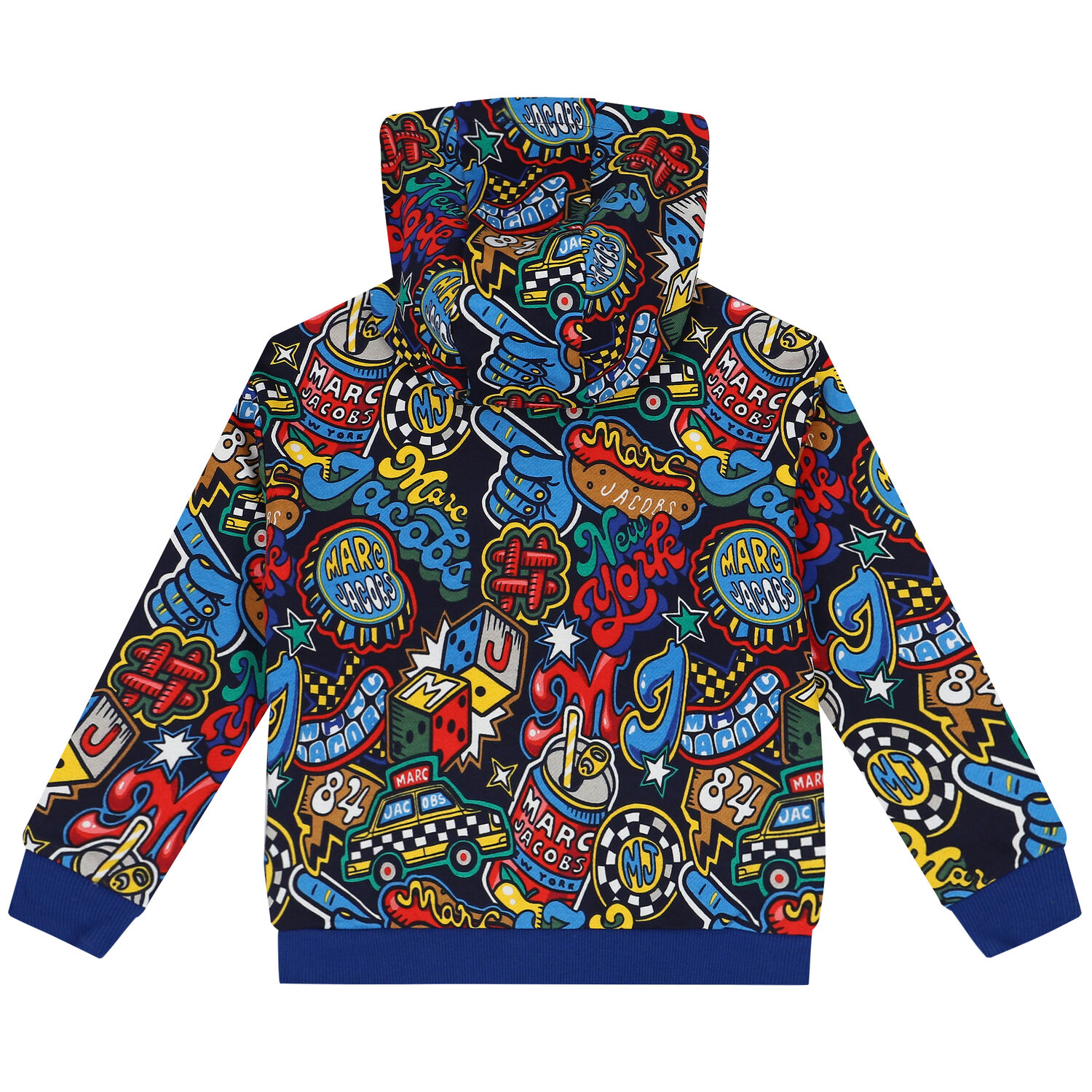 توب هودى أولاد بالشعار باللون الكحلى, 1, hi-res