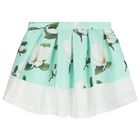 Girls White & Green Floral Skirt Set, 1, hi-res