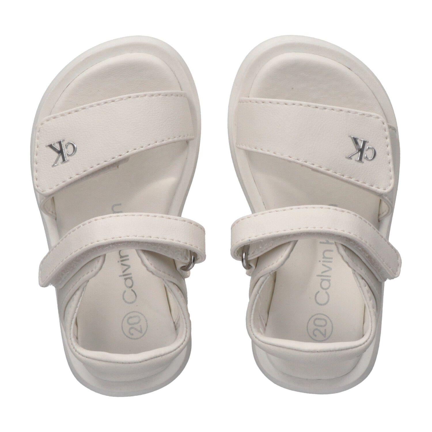 Girls White Logo Sandals, 1, hi-res