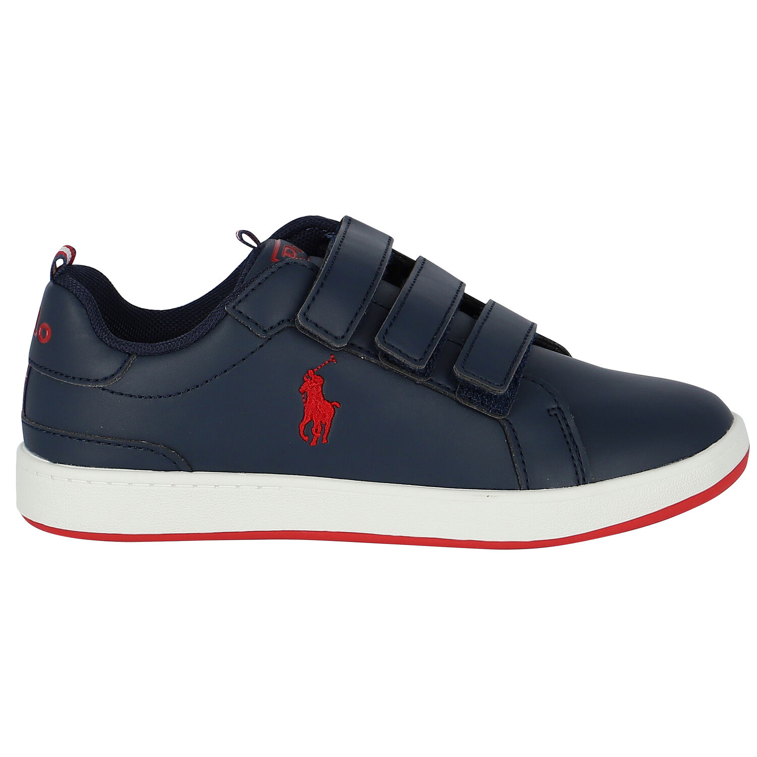Boys Navy & Red Logo Trainers, 1, hi-res