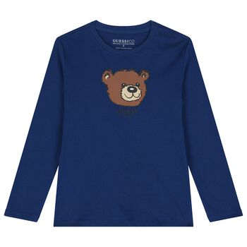 Boys Blue Teddy Bear Long Sleeve Top
