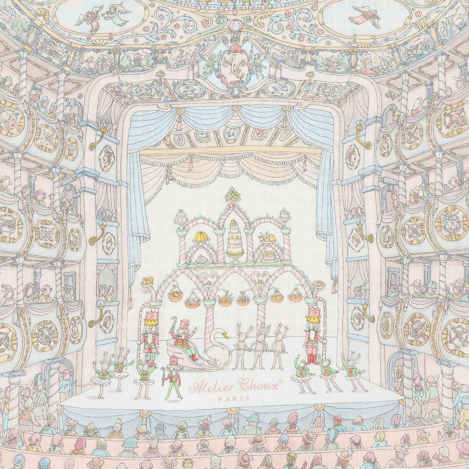 White & Blue Nutcracker Baby Swaddle Carré Blanket, 1, hi-res image number null