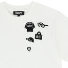 قميص بناتي أبيض بشعار, 1, hi-res