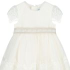 Younger Girls White Bow Dress, 1, hi-res
