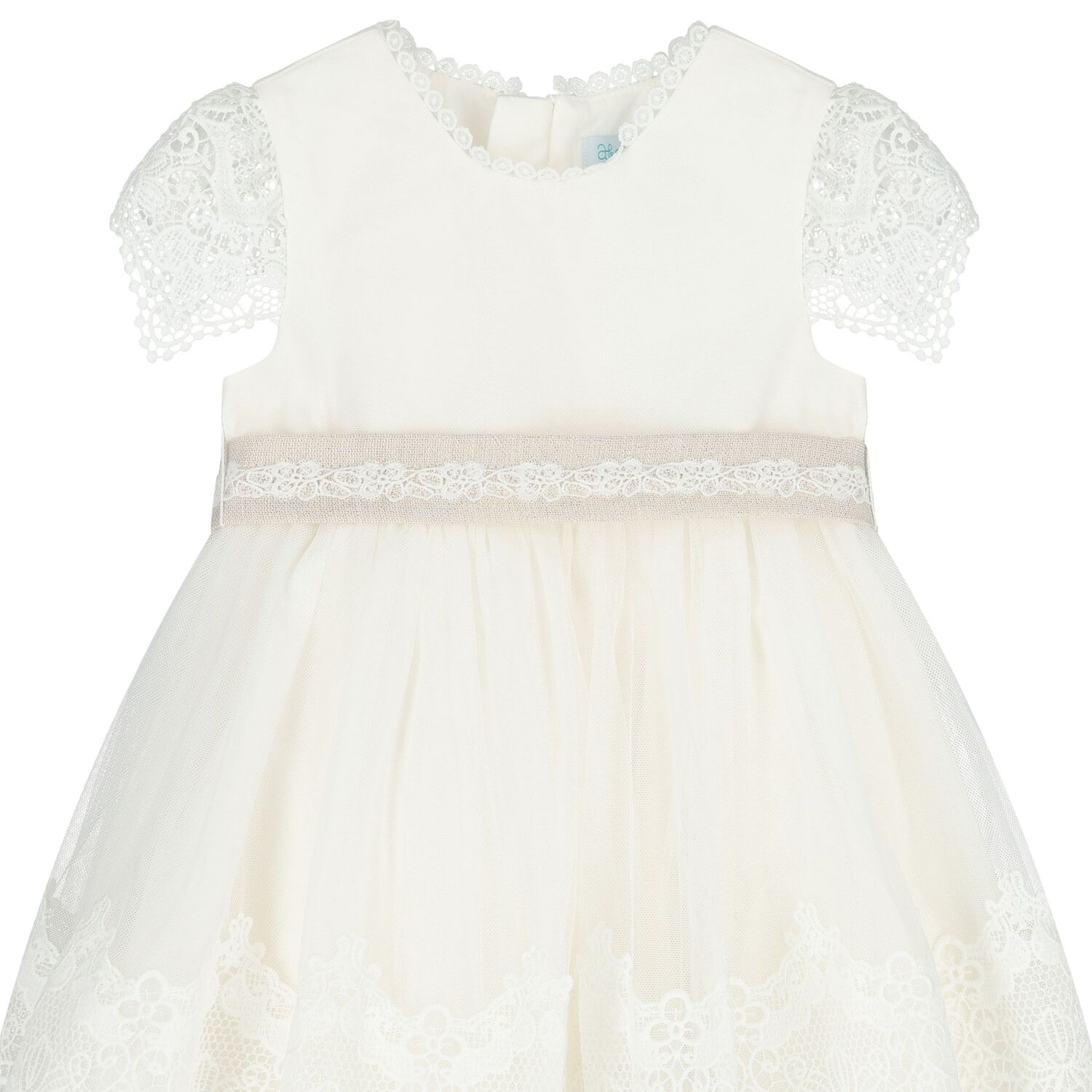 Younger Girls White Bow Dress, 1, hi-res