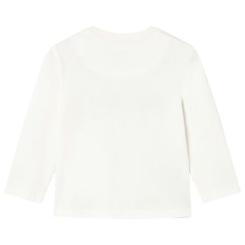 Younger Boys Ivory Logo Long Sleeve Top