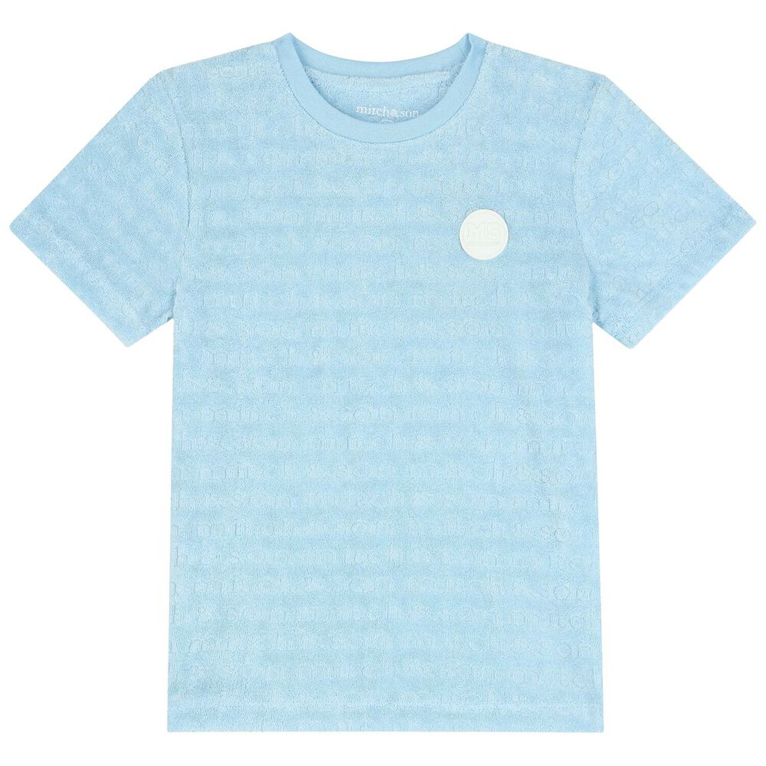 طقم أولاد شورت بالشعار باللون الأزرق, 1, hi-res