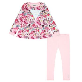 Girls Pink Logo Leggings Set
