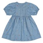 Younger Girls Denim Blue Floral Dress               , 1, hi-res