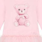 Girls Pink Teddy Bear Logo Dress, 1, hi-res