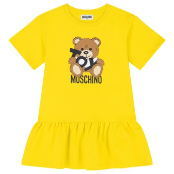 Girls Yellow Teddy Bear Logo Dress